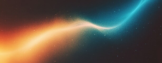 Abstract Swirl of Orange to Blue Glittering Gradient Particles with Dark Space Effect