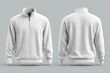 © Pavel - Stylish blank white quarter zip sweater mockup showcasing front and back views for fashion design and apparel promotion