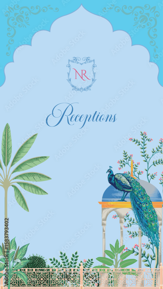 Traditional wedding invitation card design. Rajasthani Jaipuri wedding ...
