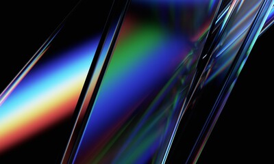 Wall Mural - abstract iridescent shape, dark background design, 3d render