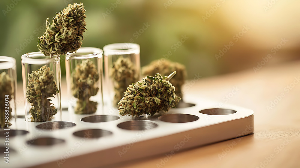 Cannabis buds in test tubes for analysis. Scientific approach to plant ...