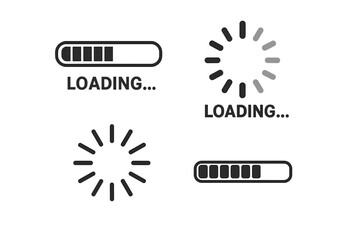 set of loading bar icons in transparent png and vector illustration format, progress indicators, ui 