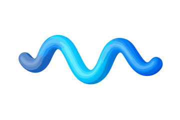 3D wave line with smooth blue gradient. Abstract fluid squiggle shape. Modern render graphic element for technology or data concept. Vector illustration isolated object.