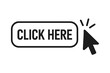 © Tamara - Click here web button with mouse cursor pointer icon. Call to action concept for website and application user interface. Vector illustration of a clickable link element.