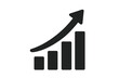 © Hannah - Growing bar graph icon with arrow going up. Financial success and profit growth symbol. Business development and progress chart. Market trend and data analysis vector illustration.
