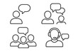 © Jamine - Communication and Discussion Line Icons Set – People, Speech Bubbles, Teamwork, Talking, Customer Support, Group Conversation, Web and Mobile App Vector Illustration