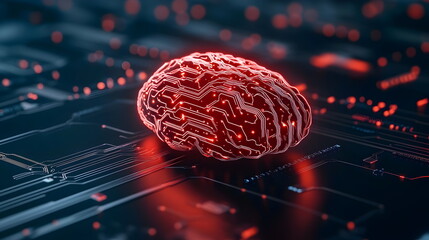 In a futuristic abstract design, glowing neural network text with sophisticated coding and artificial intelligence