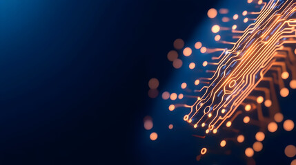 In a futuristic abstract design, glowing neural network text with sophisticated coding and artificial intelligence