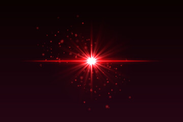 Wall Mural - bright red flash with scattered glow particles. star-shaped burst with soft shimmer creates magical 