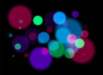 Wall Mural - colorful blurred circles on dark background with smooth soft edges. overlapping glowing bokeh create