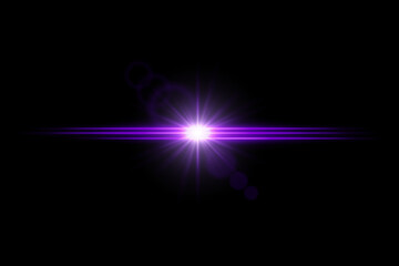 Wall Mural - bright color lens flare with central glow and horizontal light beams. radiant flash with dreamy ener