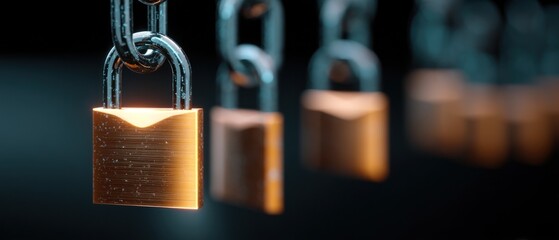 Interconnected Security: A Chain of Padlocks Symbolizing Data Protection and Cyber Safety