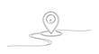 © PP Creative - A minimalist single line drawing depicts a map pin on a winding path, symbolizing navigation and destination