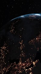 Wall Mural - Planet earth 3D orbital animation with realistic geography surface and clouds atmosphere . Spinning world globe sphere showing continents and ocean view .