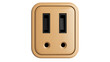 © somneuk - A beige electrical power outlet with two vertical rectangular slots and two circular grounding holes.