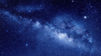 Wall Mural - Radiant Celestial Blue: A Minimalist View of a Twinkling Night Sky with the Milky Way and Stars in an Expansive Horizon