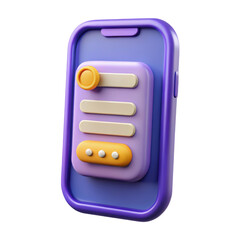 a high quality 3d rendering of a modern smartphone icon with a plastic-style application interface d
