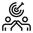 © Frank - Icono de objetivos comunes. Colaboración entre dos personas. Personas y un gráfico circular. Ilustración vectorial