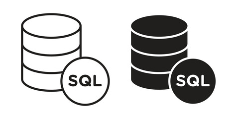 SQL icon set line art and glyph design. Eps10