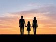 © focuslyimg.com - Silhouetted family holding hands at sunset on a serene evening in nature