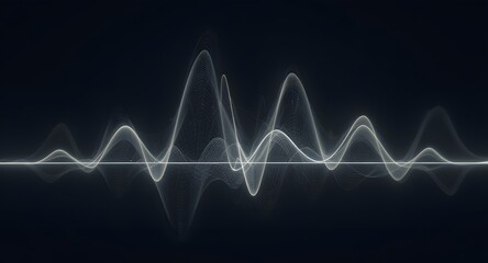 Abstract visualization of sound waves represented by particles and illuminated lines against a dark background conveying data or information