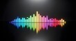© Feri - A colorful equalizer bar graphic displaying a spectrum of hues on a glossy black surface with reflection. Digital audio visualization with vibrant gradients and a dark background.