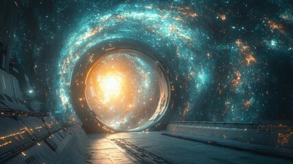 Wall Mural - Futuristic space portal, glowing energy, cosmic scene