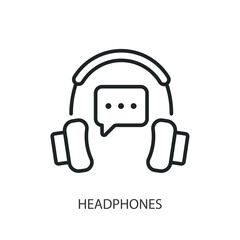 Sticker - headphones thin line vector icons.