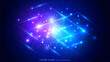 © CoolFinger101 - Vibrant digital background with glowing lines and light spots forming geometric grid over blue purple gradient