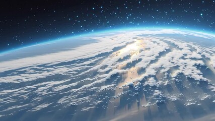 Wall Mural - stunning view of earth from space with cloud patterns and stars with ai generated