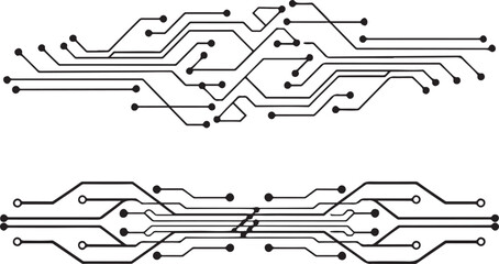 Abstract circuit board design with computer chip patterns, a digital technology illustration
