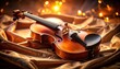 © aditya - Close-up of a Violin Resting on Silk Fabric