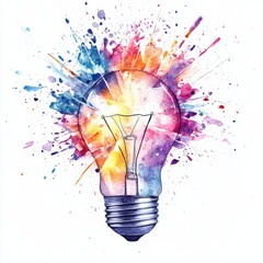 Wall Mural - bright creative lightbulb illustration with colorful splash design