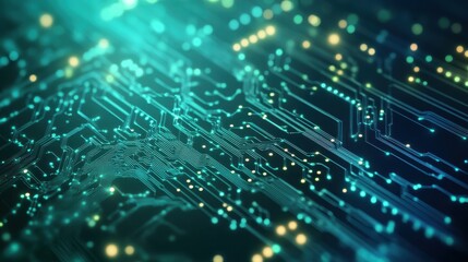 Wall Mural - Abstract Glowing Background with Complex Computer Circuit Design