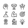 © VectorCookies - Motivation achievement icon set vector. Outline symbols. Line design