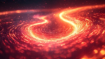 Poster - swirling neon energy flow in a futuristic landscape