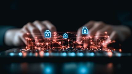 Wall Mural - digital fortress: this image showcases an artistic representation of computer security and data prot