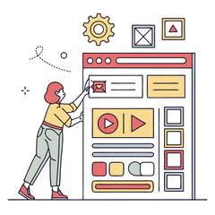 Person interacting with a digital interface for web and app development