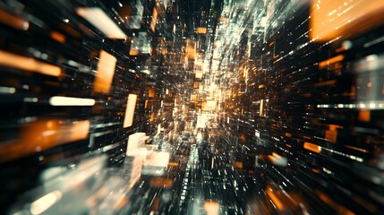 A dynamic, abstract digital tunnel.