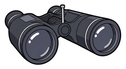 black binoculars vector illustration on white background