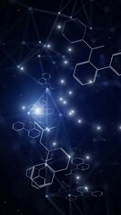 Wall Mural - loop chemical hexagon molecula bonds on blue vertical background with spot lights.