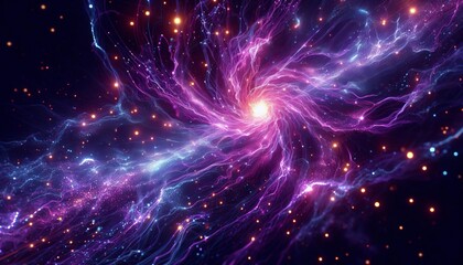 Wall Mural - Ultra Violet Flux energetic neon violet strokes over midnight na