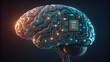 © dreamtechzone5 - A digital brain with glowing circuits and a central processing unit on a dark background image