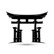 © Paul Studio - Silhouette depiction of a traditional Japanese torii gate, isolated on white.