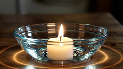 Wall Mural - there is a candle that is lit in a glass bowl