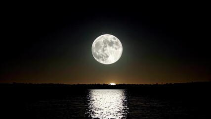 Wall Mural - arafed view of a full moon over a body of water