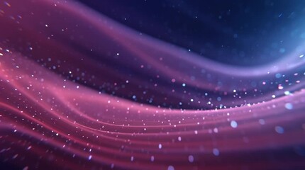 Wall Mural - Abstract digital illustration featuring flowing waves of vibrant pink and blue hues, creating a mesmerizing visual effect with sparkling particles throughout the composition