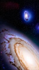 Wall Mural - intergalactic space scenery showcasing two detailed galaxies amidst twinkling stars, cosmic backgrou