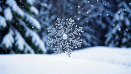 Wall Mural - there is a snowflake that is sitting in the snow
