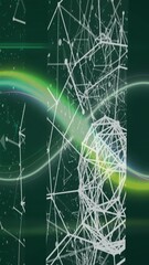 Wall Mural - animation of abstract digital network with infinity symbol on green background